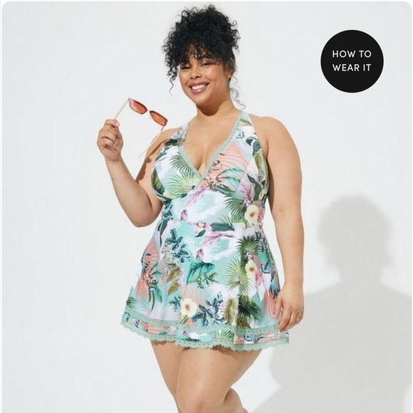 New! Torrid sz 3 Safari Tropical Adventure Lace Swim Bathing Suit 3X - Picture 1 of 3